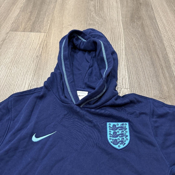 Nike England French Terry Soccer Football Pullover Hoodie Men's Size S Blue - Picture 2 of 5